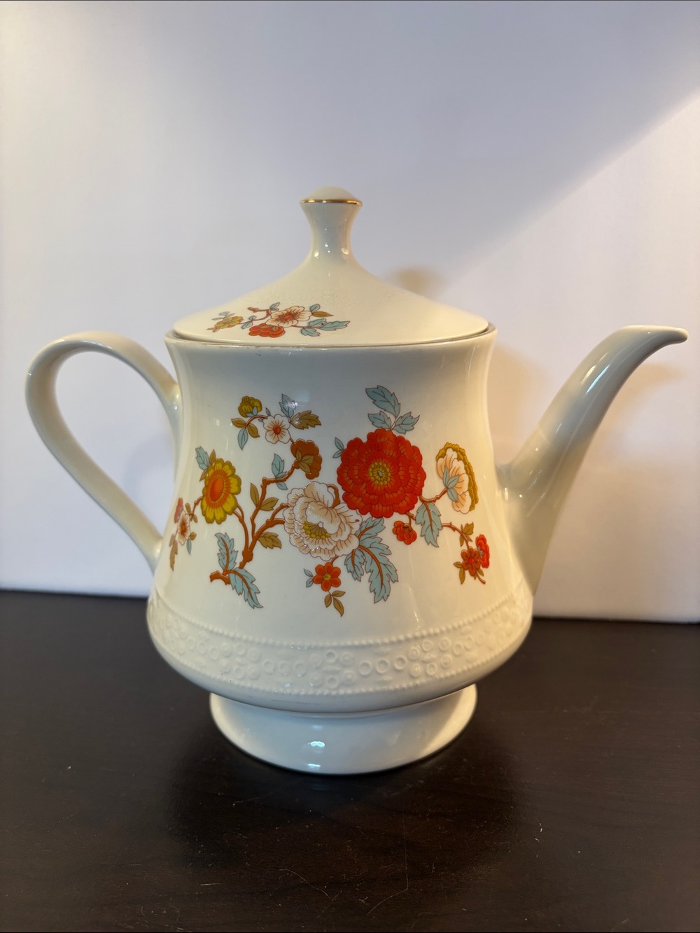 Monopoli Floral Porcelain Teapot with Red, Yellow and Blue Flowers